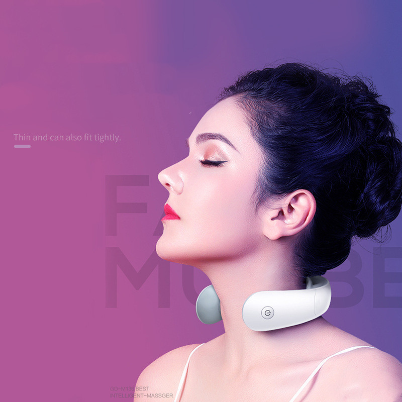 Smart EMS neck massager worn for hands-free neck comfort