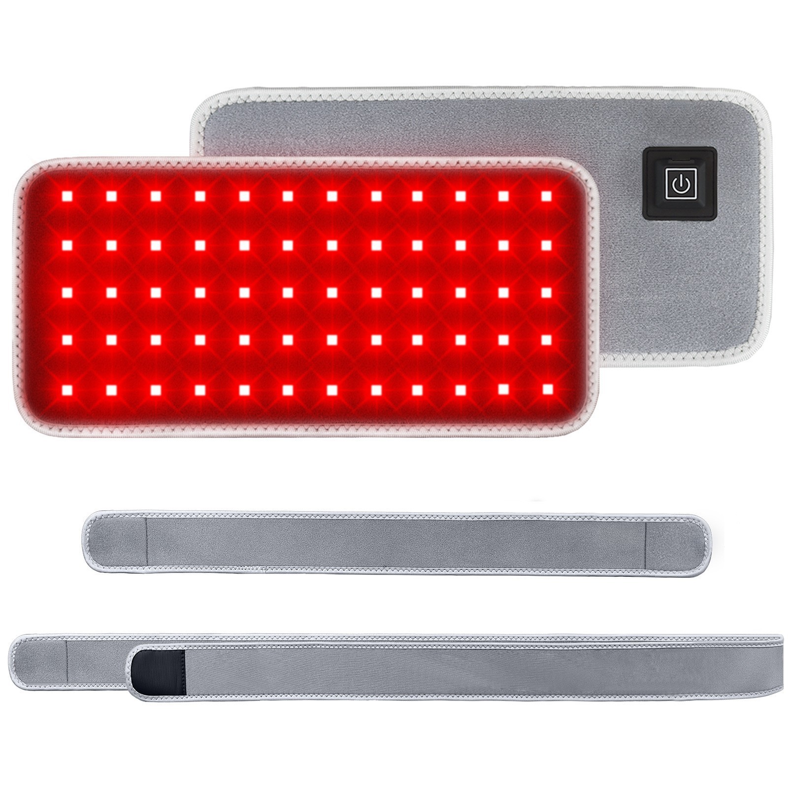 Rechargeable red light therapy belt with controller and adjustable strap