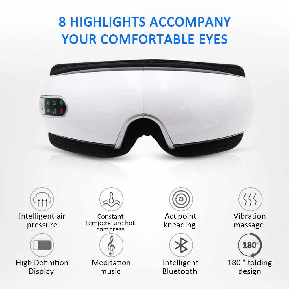 Eye massager air compression vibration and heat functions