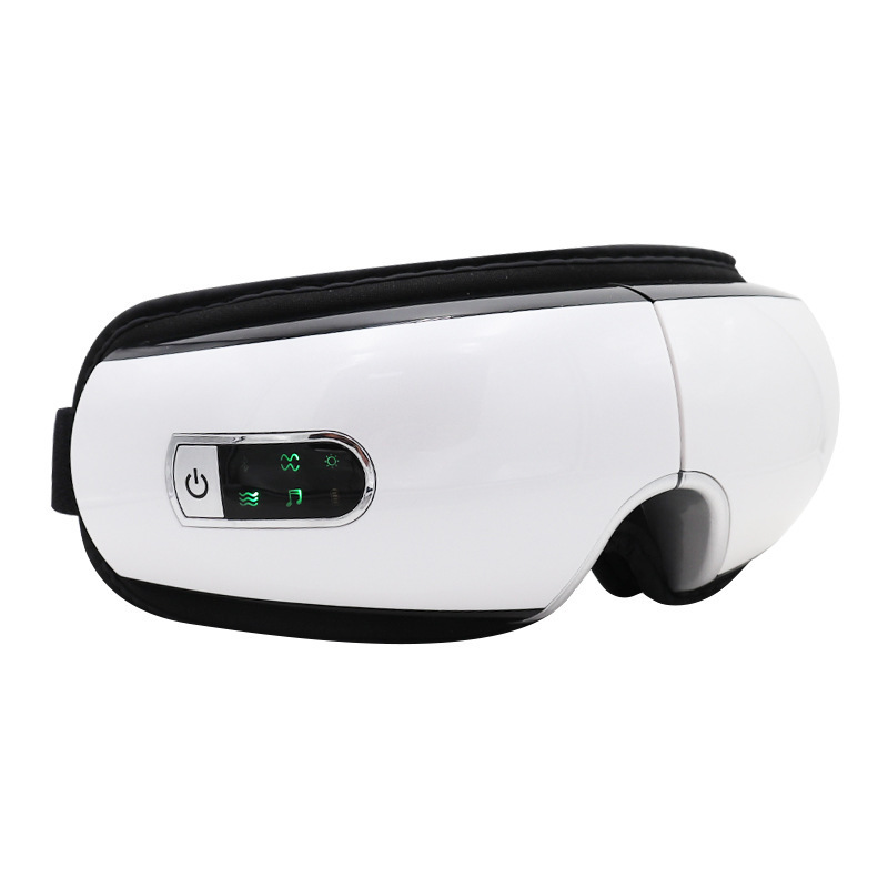 White electric eye massager side view with adjustable head strap