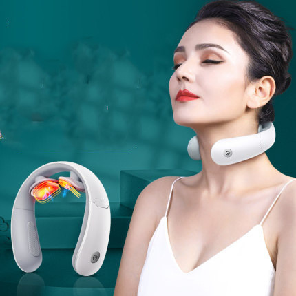 Smart EMS neck massager with heated pulse contact pads