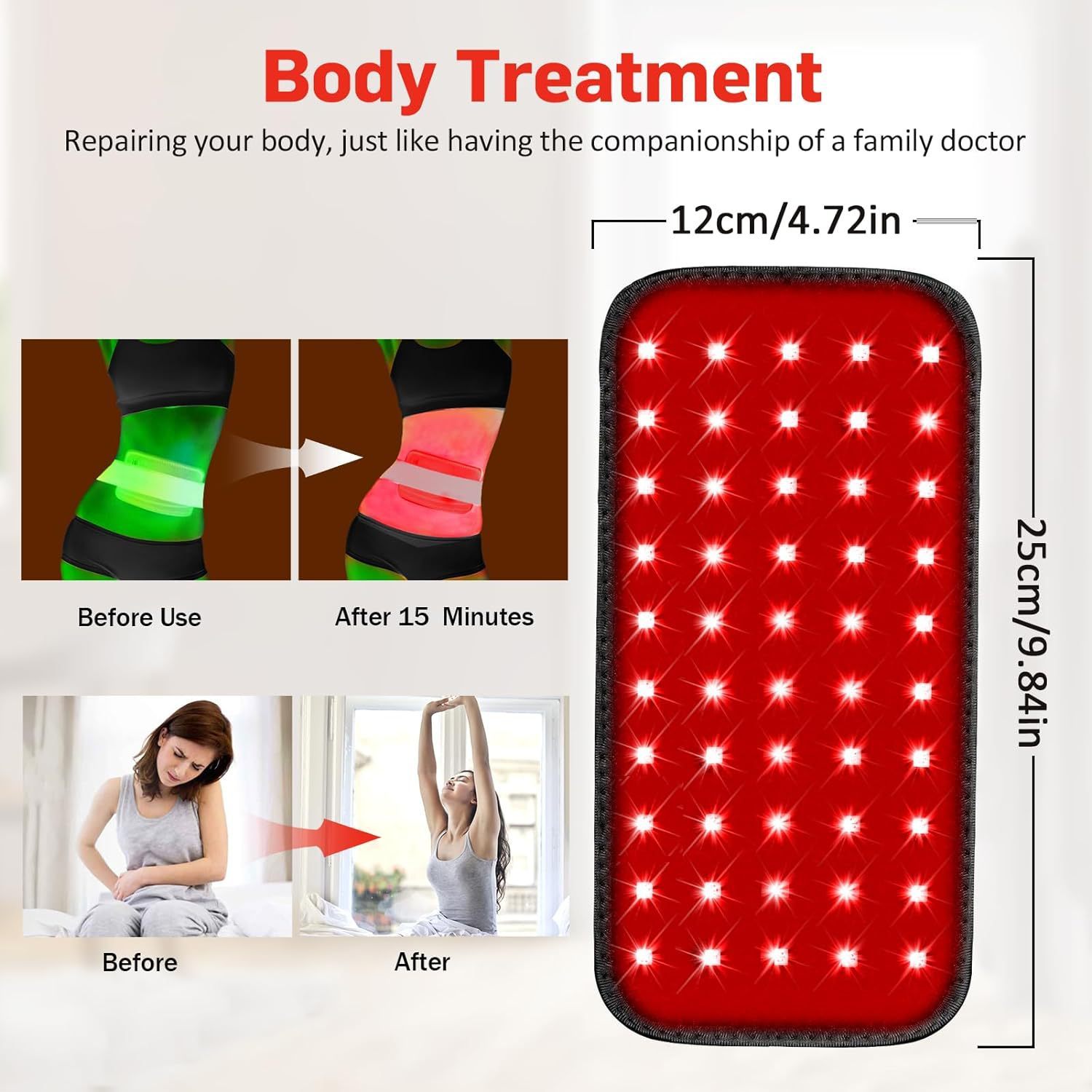 Red light therapy belt body-area positioning guide