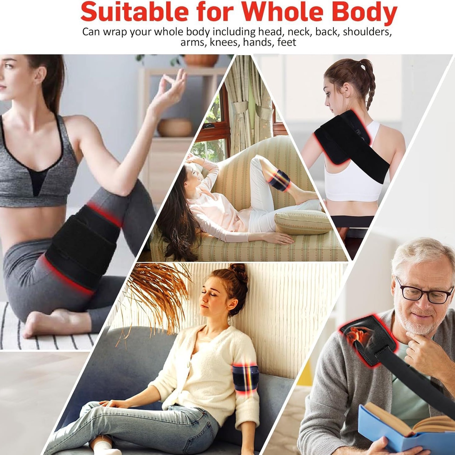 Flexible red light belt used on the back waist arms and legs