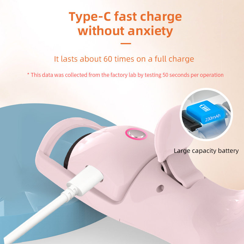Heated eyelash curler with USB-C charging cable