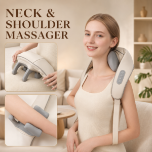 Woman using the Shiatsu neck and shoulder massager at home