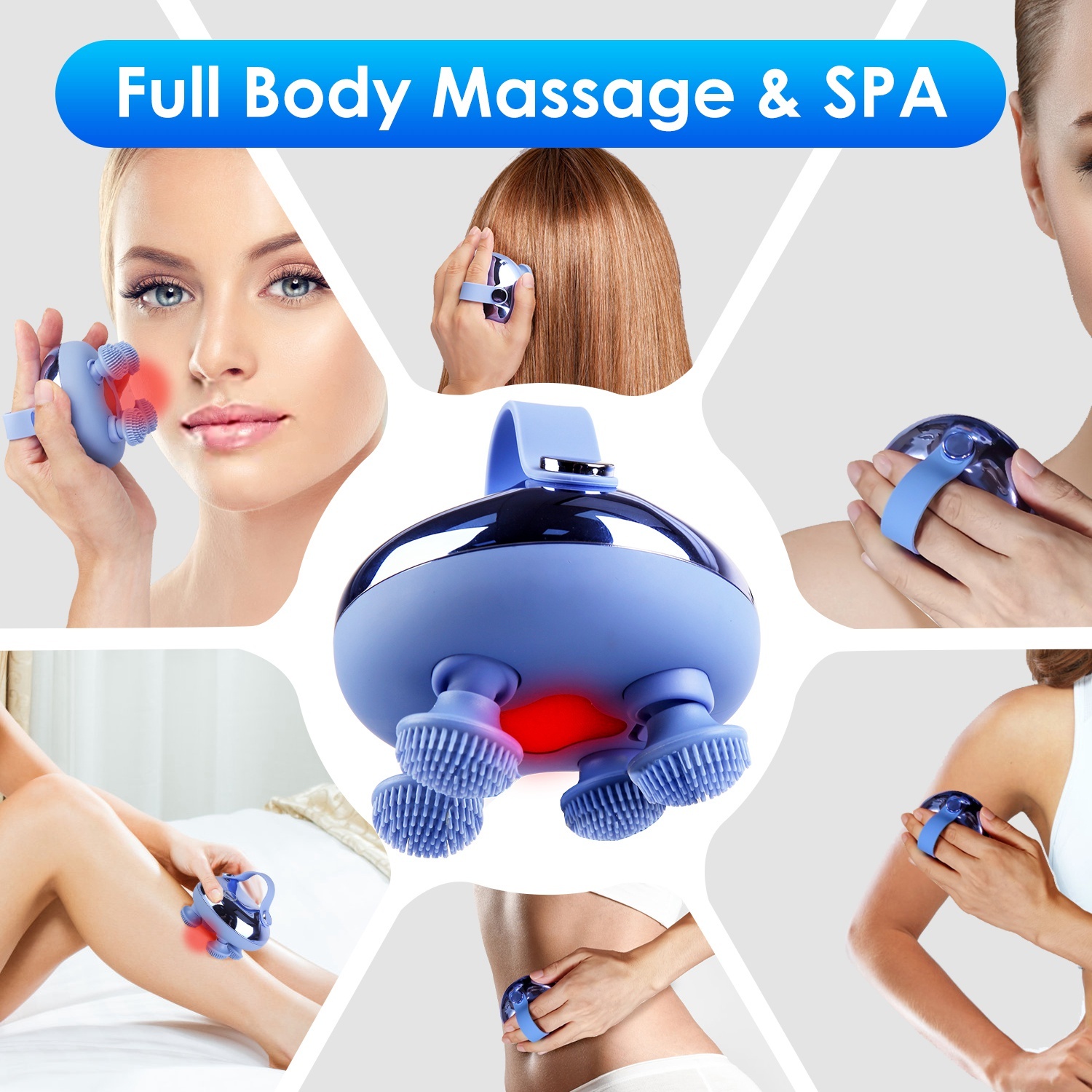 Electric scalp massager for scalp face neck shoulder and body use