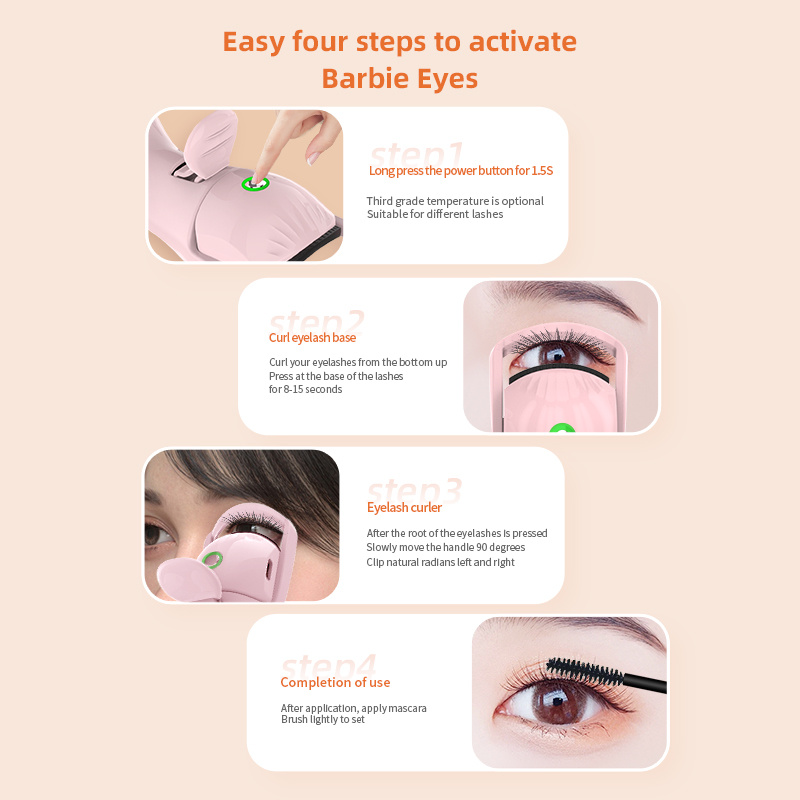 Step-by-step guide for using the heated eyelash curler