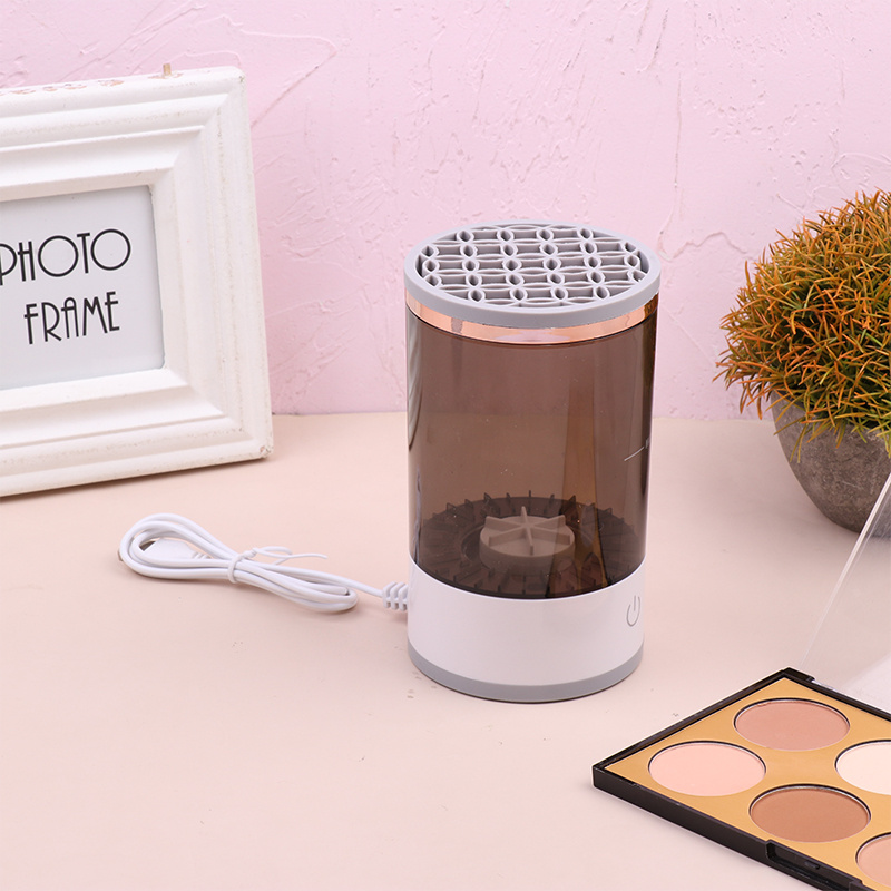 Automatic makeup brush cleaner with removable cup and accessories