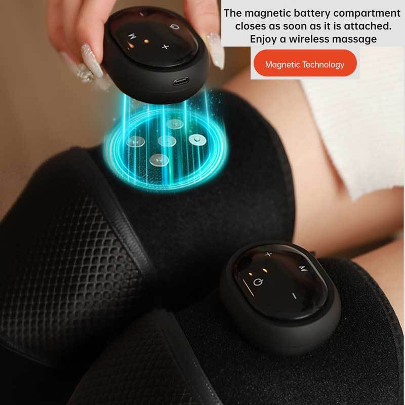 Heated knee wrap worn with digital heat and vibration controls